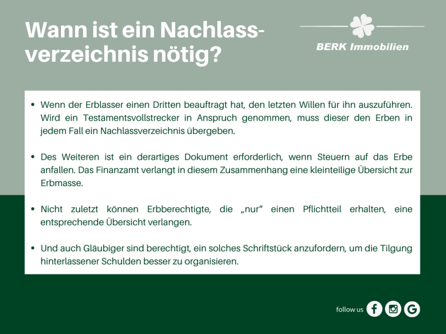 Immobilienmakler BERK Immobilien Warum Ist Das Nachlassverzeichnis ...