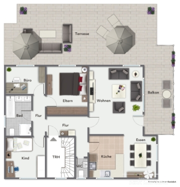 *VERKAUFT* BERK Immobilien – frisch sanierte & sonnige 4-Zimmer-Wohnung mit Balkon, Terrasse & Garten in Krombach - Grundriss visualisiert (115374)