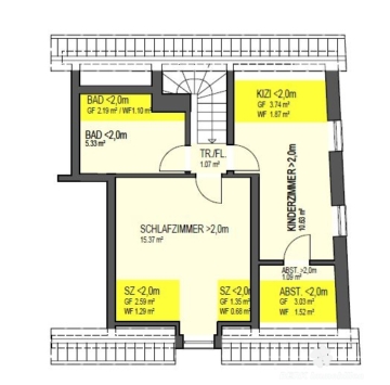 *RESERVIERT* BERK Immobilien – bezugsfertige & gemütliche Maisonette-Wohnung mit 3 Zimmern im Herzen von Obernau - Grundriss DG (115569)
