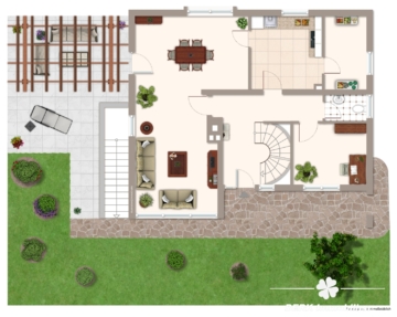 BERK Immobilien – Großzügiges Einfamilienhaus mit zauberhaftem Burgblick und weitläufigem Grundstück - Grundriss EG (visuell) (116059)