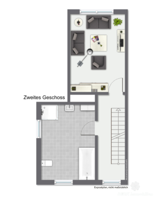 BERK Immobilien – Teilrenoviertes gemütliches Altstadthäuschen in zentraler Lage von Amorbach - Geschoss 2 - Mustereinrichtung (115550)