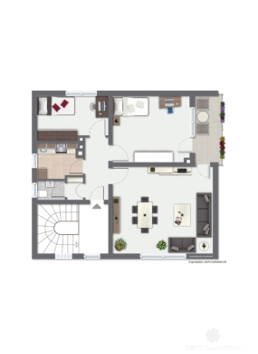 VERKAUFT – BERK Immobilien – Freistehendes Einfamilienhaus mit zwei Wohneinheiten und Garten im Herzen von Haibach - Grundriss OG (115798)