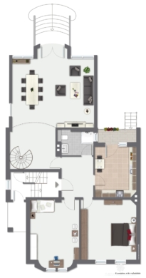 *VERKAUFT* BERK Immobilien – charmante Stilaltbau-Villa mit 3,5 Einheiten in top Lage von HU, direkt an der Kinzig - Grundriss EG (115897)