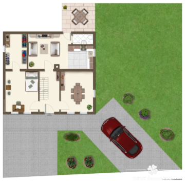 BERK Immobilien – bebautes Bauträgergrundstück + Gartengrundstück in begehrter Main-Lage - EG visu. (116095)