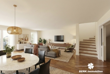 RESERVIERT – BERK Immobilien – Licht, Ruhe & Weitblick: Ihr neues Zuhause in bester Lage von Haibach - KI-generiertes Einrichtungsbeispiel warm (116217)